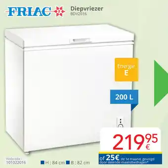 Eldi Friac diepvriezer BDV2016 aanbieding