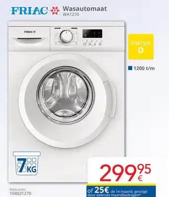 Eldi Friac wasautomaat WA1270 aanbieding