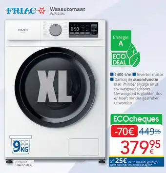 Eldi Friac wasautomaat WA9400A aanbieding