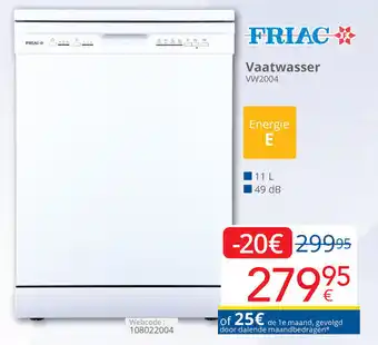 Eldi Friac vaatwasser VW2004 aanbieding