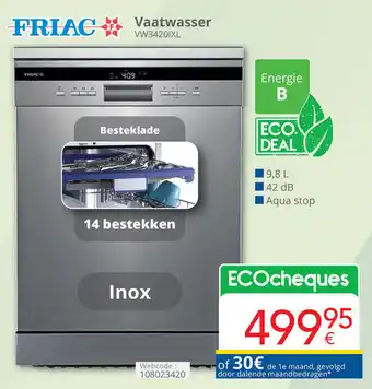 Eldi Friac vaatwasser VW34201XL aanbieding