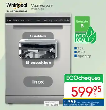 Eldi Whirlpool vaatwasser W7FHS51X aanbieding