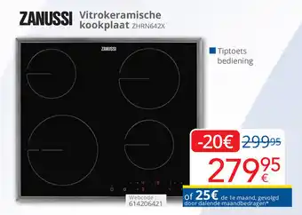 Eldi Zanussi vitrokeramische kookplaat ZHRN642X aanbieding