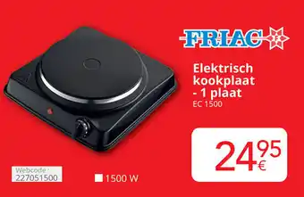 Eldi Friac elektrisch kookplaat -1 plaat EC1500 aanbieding