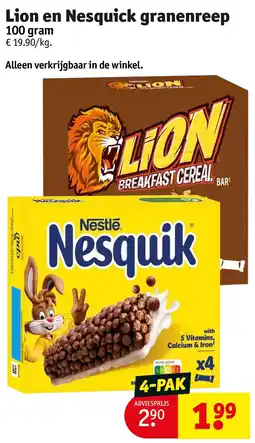 Kruidvat Lion en Nesquick granenreep aanbieding