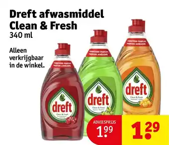 Kruidvat Dreft afwasmiddel Clean & Fresh aanbieding