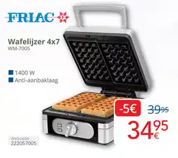 Eldi Friac Wafelijzer 4x7 WM 7005 aanbieding