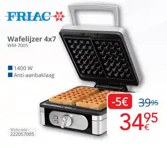 Eldi Friac Wafelijzer 4x7 WM 7005 aanbieding