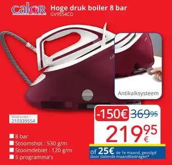 Eldi Calor Hoge druk boiler 8 bar GV9554CO aanbieding