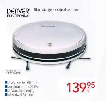 Eldi Denver Electronics Stofzuiger robot RVC 110 aanbieding