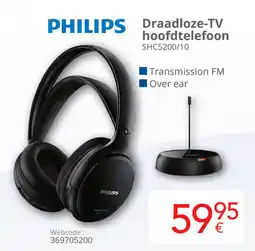 Eldi Philips Draadloze TV hoofdtelefoon SHC5200/10 aanbieding