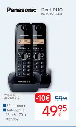 Eldi Panasonic Dect Duo KX TG1612BLH aanbieding