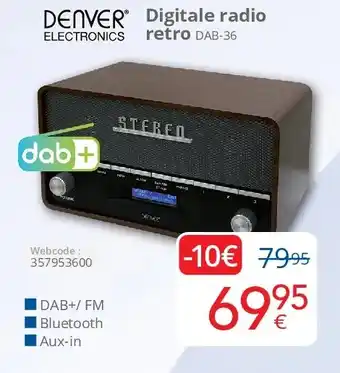 Eldi Digitale radio retro DAB-36 aanbieding