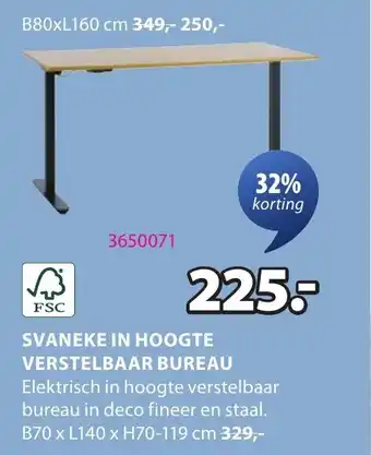 Jysk Svaneke in hoogte verstelbaar bureau aanbieding