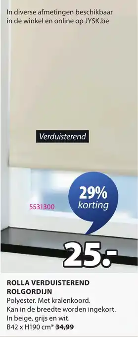 Jysk Rolla verduisterend rolgordijn aanbieding