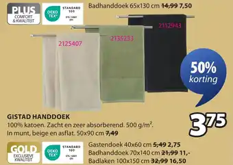 Jysk GistadBadhanddoek 65x130 cm 414,99 7,50 anddoek aanbieding