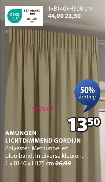 Jysk Amungen Lichtdimmend Gordijn aanbieding