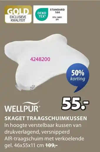 Jysk Wellpur skaget traagschuimkussen aanbieding