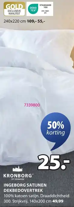 Jysk Kronborg of Denmark Ingeborg Satijnen Dekbedovertrek aanbieding