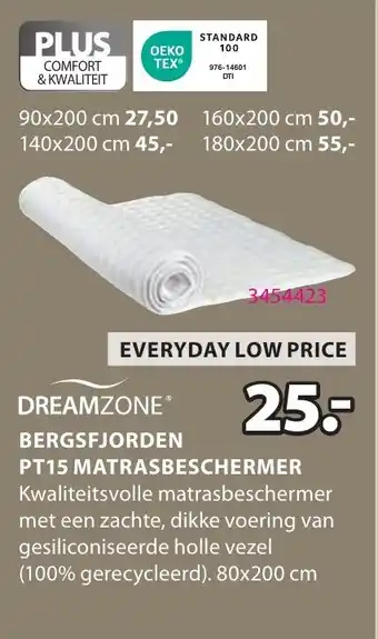 Jysk Dreamzone Bergsfjorden PT15 Matrasbeschermer aanbieding