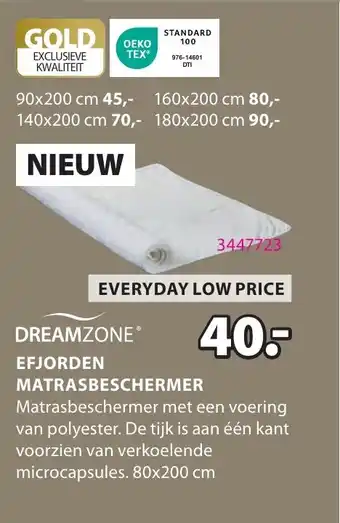 Jysk Dreamzone Efjorden Matrasbeschermer aanbieding