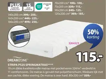 Jysk Dreamzone Stripa PS25 Springmatras aanbieding