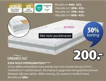 Jysk Dreamzone Eida GS25 Springmatras aanbieding