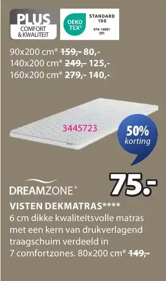 Jysk Dreamzone Visten Dekmatras aanbieding