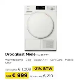 Molecule Droogkast Miele TSC 364 WP aanbieding