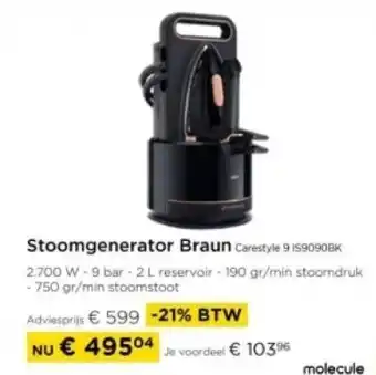 Molecule Stoomgenerator Braun Carestyle 9 IS9090BK aanbieding