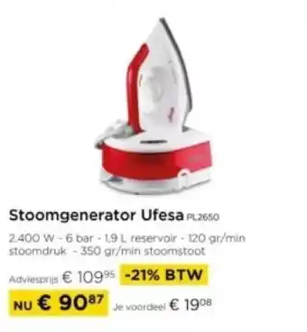 Molecule Stoomgenerator Ufesa PL26s0 aanbieding