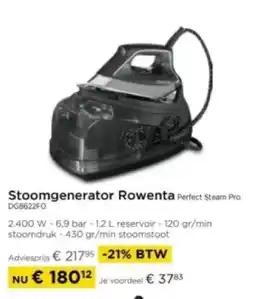 Molecule Stoomgenerator Rowenta Perfect Steam Pro DG8622F0 aanbieding