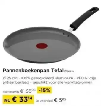 Molecule Pannenkoekenpan Tefal Renew aanbieding