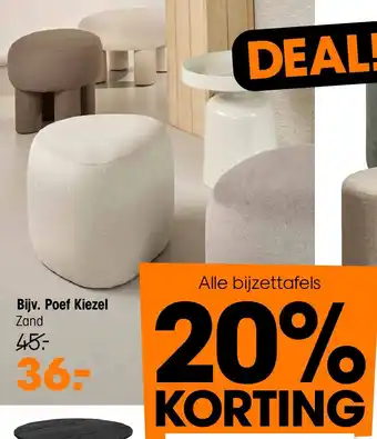 Kwantum Poef Kiezel Zand aanbieding