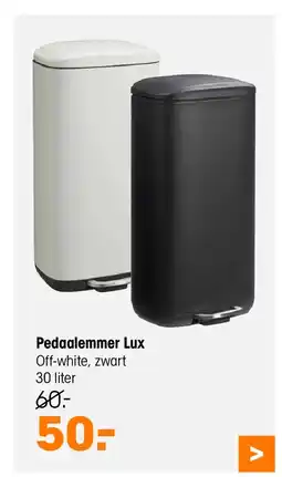 Kwantum Pedaalemmer Lux Off-white, zwart 30 liter aanbieding