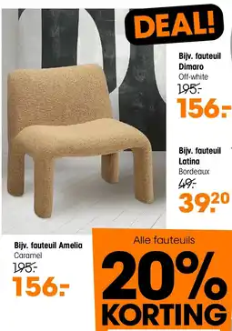 Kwantum fauteuil Amelia Caramel aanbieding