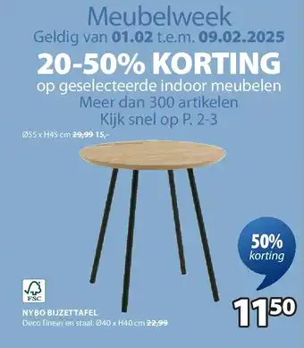 Jysk NYBO BIJZETTAFEL aanbieding