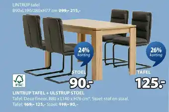 Jysk LINTRUP TAFEL aanbieding