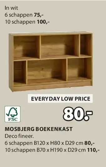 Jysk MOSBJERG BOEKENKAST 6 schappen B120 x H80 x D29 cm aanbieding