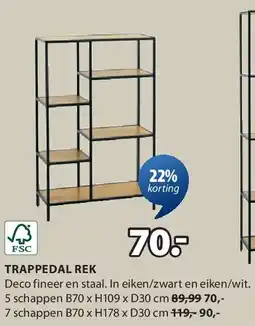 Jysk TRAPPEDAL REK 5 schappen B70 x H109 x D30 cm aanbieding