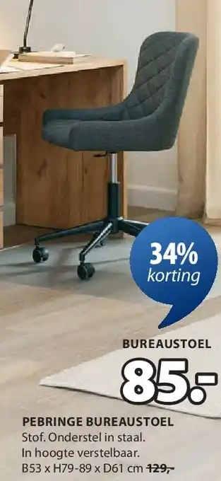 Jysk PEBRINGE BUREAUSTOEL aanbieding