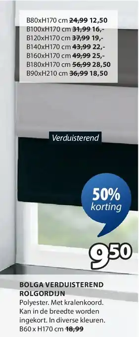 Jysk BOLGA VERDUISTEREND ROLGORDIJN aanbieding