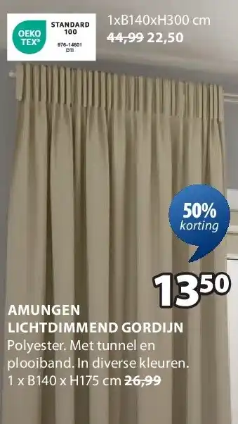 Jysk AMUNGEN LICHTDIMMEND GORDIJN aanbieding