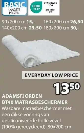 Jysk ADAMSFJORDEN BT40 MATRASBESCHERMER aanbieding