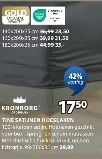 Jysk TINE SATIJNEN HOESLAKEN aanbieding