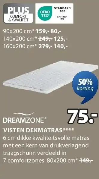 Jysk VISTEN DEKMATRAS aanbieding