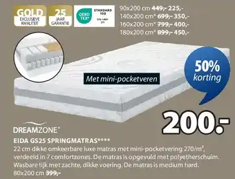 Jysk EIDA GS25 SPRINGMATRAS aanbieding