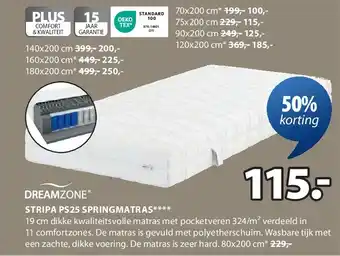 Jysk STRIPA PS25 SPRINGMATRAS aanbieding