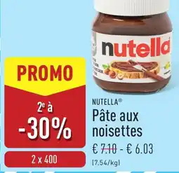 ALDI Nutella pâte aux noisettes aanbieding