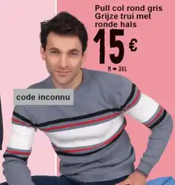 Cora Pull col rond gris Grijze trui met ronde hals aanbieding